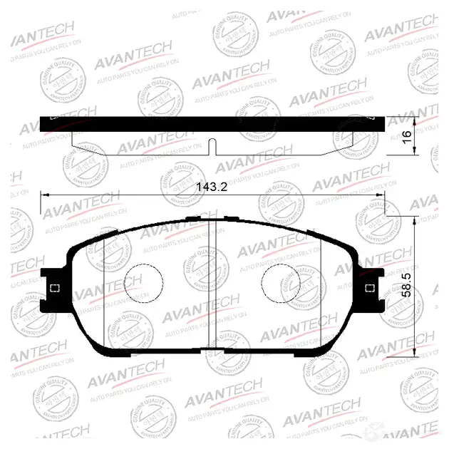 Дисковые тормозные колодки (противоскрипная пластина в компл.) AVANTECH AV1042 1420571353 8R QUO изображение 0