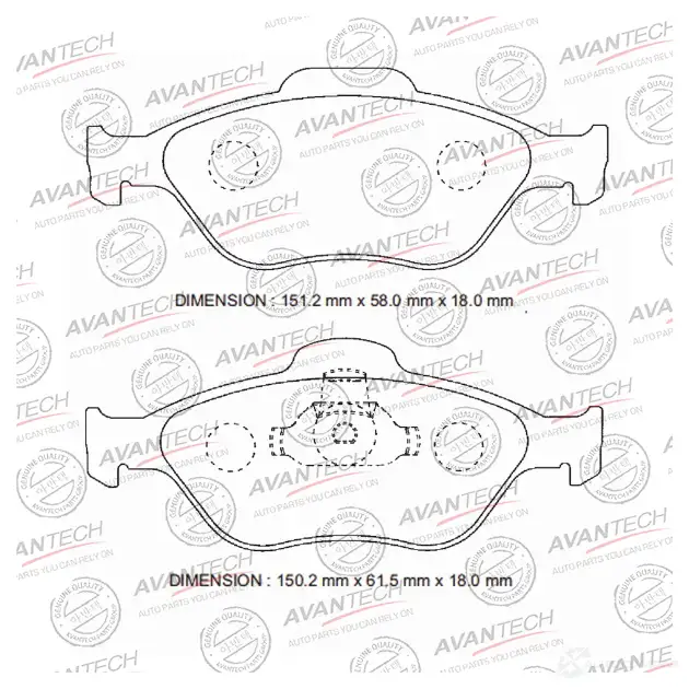 Дисковые тормозные колодки (противоскрипная пластина в компл.) AVANTECH VF745 AM AV1051 1420571359