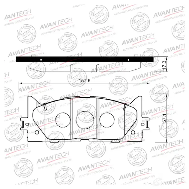 Дисковые тормозные колодки (противоскрипная пластина в компл.) AVANTECH R UOO18 AV1097 1420571384 изображение 0