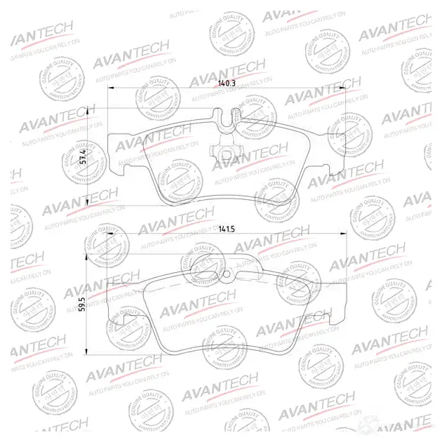 Дисковые тормозные колодки (противоскрипная пластина в компл.) AVANTECH 90U8 F AV2202 1420571689