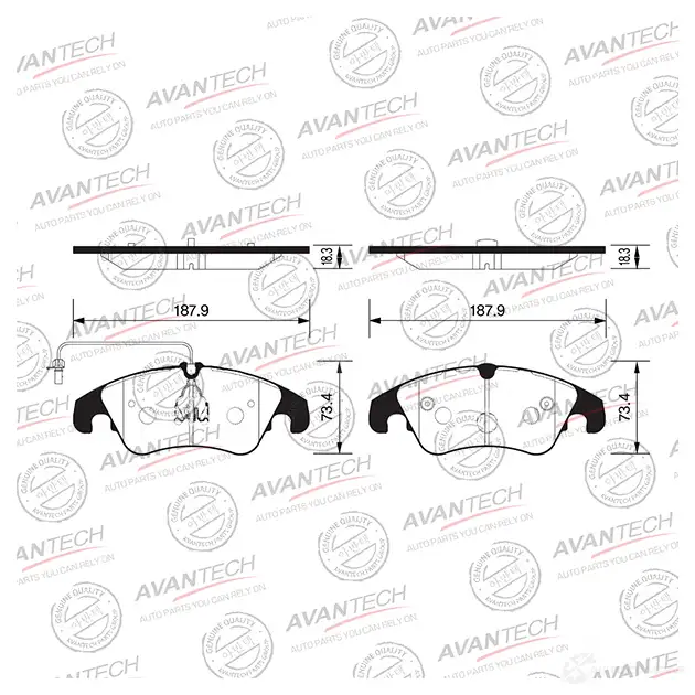 Дисковые тормозные колодки (противоскрипная пластина в компл.) AVANTECH 5J Z91 AV2403 1420939597 изображение 0