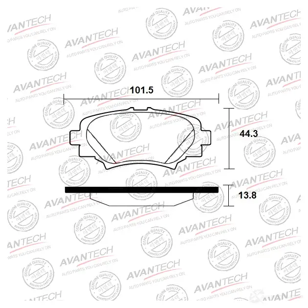 Дисковые тормозные колодки (противоскрипная пластина в компл.) AVANTECH AV4404 1420571740 2 94CO