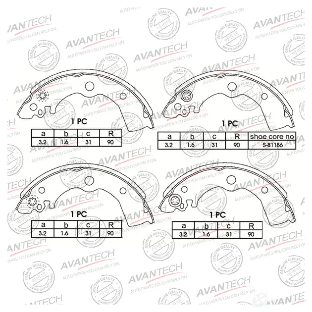 Барабанные тормозные колодки AVANTECH 1420569170 G 3IRI AVS0401