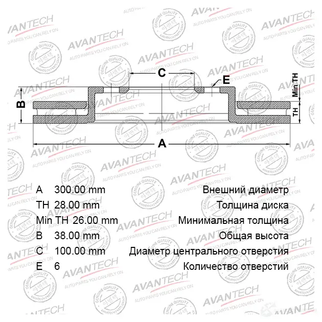 Тормозной диск AVANTECH 69LO UB 1420570240 BR0209S изображение 0