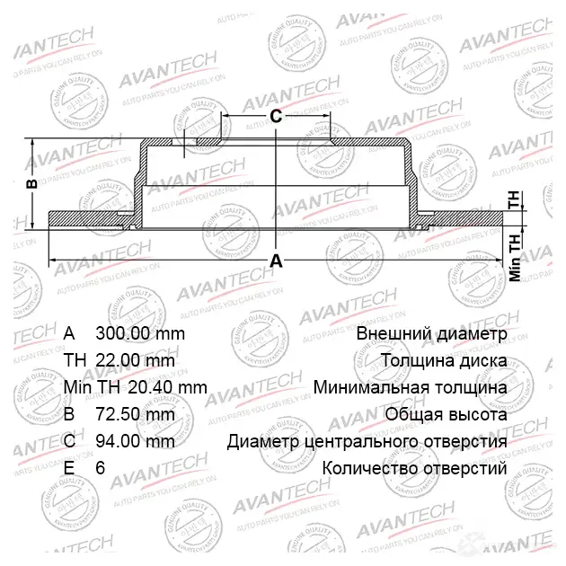 Тормозной диск (кратность 2 шт.) AVANTECH 14X 4L5G BR0310 1420567435 изображение 0