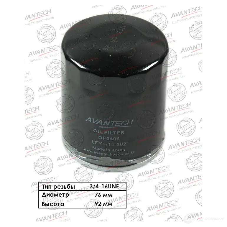 Фильтр масляный AVANTECH OF0406 E5 43VRW 1420571562