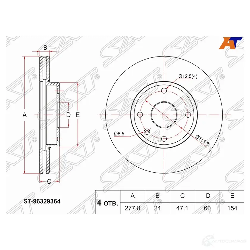 Диск тормозной перед CHEVROLET EPICA 05-11 SAT 1440517501 Z PTT5 ST-96329364