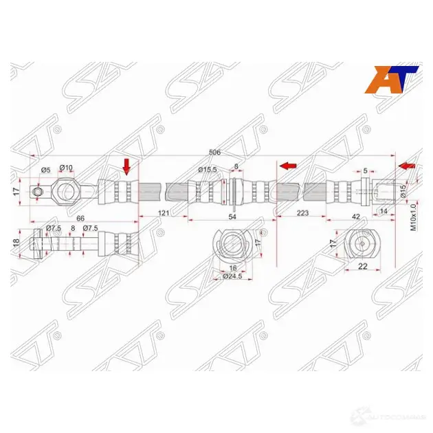 Шланг тормозной передний (Таиланд) TOYOTA CARINA ED/CELICA/CORONA EXIV 89-94 LH=RH SAT ST-90947-02983 1422823621 QV AOI9