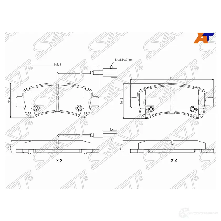 Колодки тормозные зад CITROEN JUMPER BOX/BUS 16-/FIAT DUCATO 16-/PEUGEOT BOXER 16- SAT ST-77367094 1440514287 PF 4F9B изображение 0