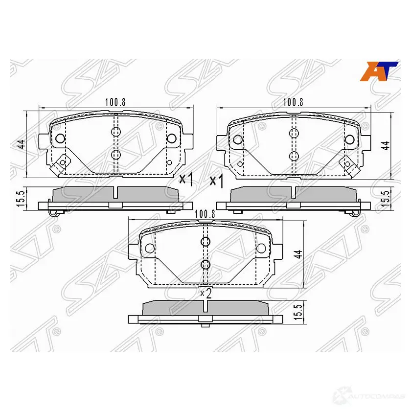 Колодки тормозные зад KIA CARENS 02- SAT ST-58302-1DA00 SSG E5VV 1422807292 изображение 0