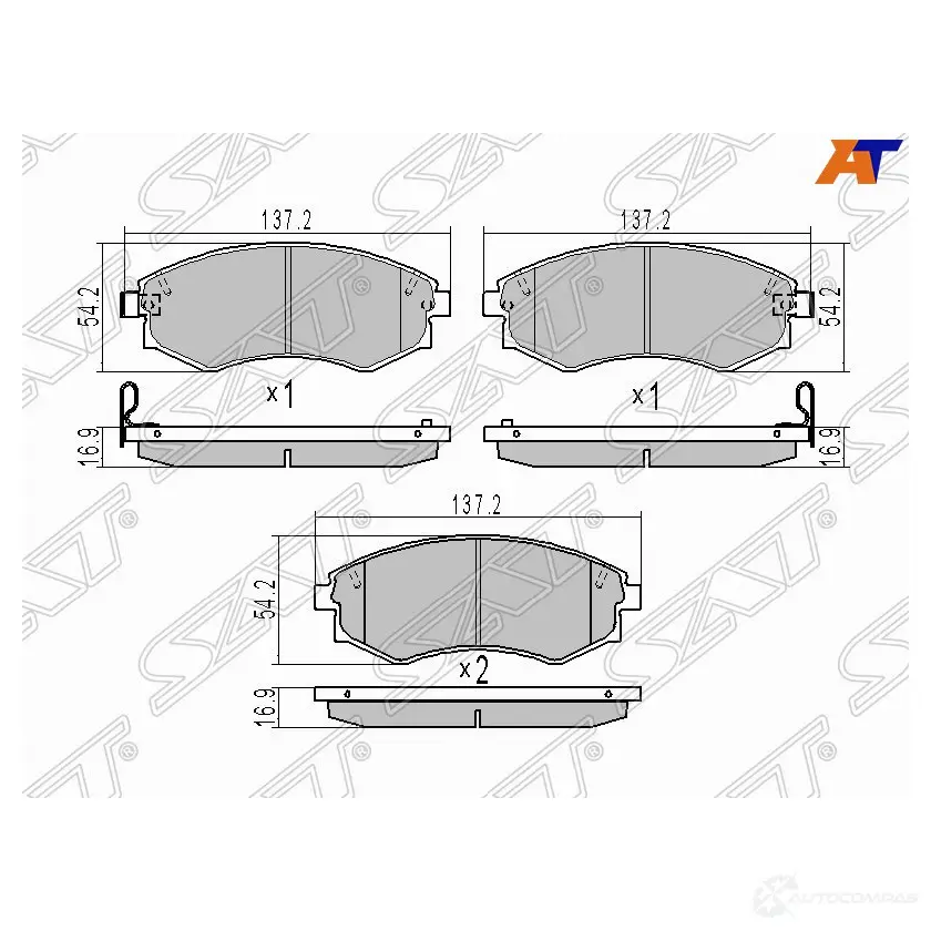 Колодки тормозные перед HYUNDAI SONATA 98- SAT 1422806814 ST-58101-38A70 6 55GMEN