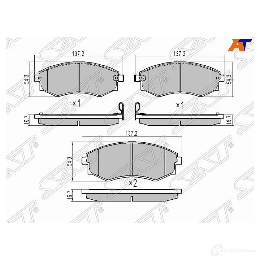 Колодки тормозные перед HYUNDAI SONATA 93-01/ELANTRA 00-06/SSANGYONG REXTON 01-/KORANDO 97-/MUSSO 98 SAT ST-58101-28A00 1422818845 N8 PPJQA