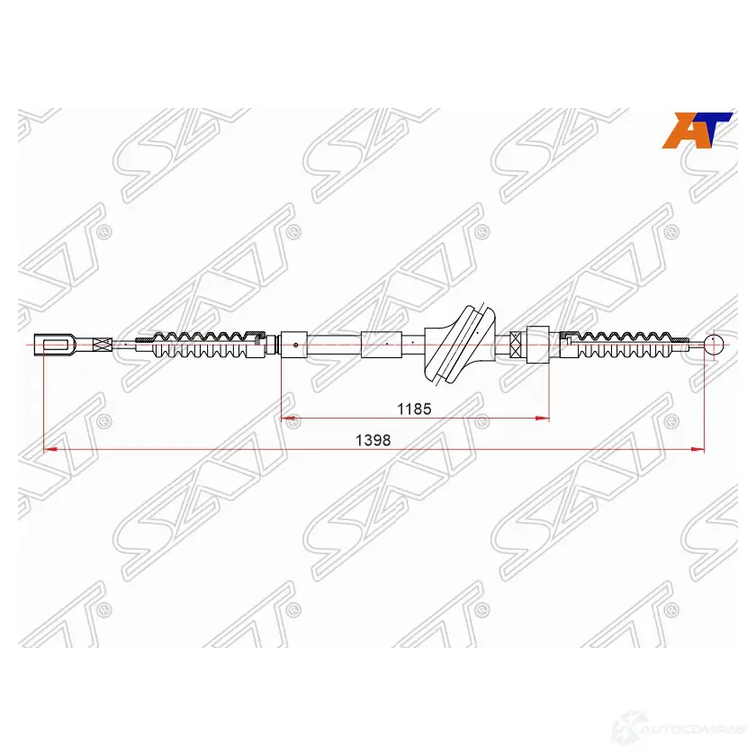 Трос ручного тормоза AUDI 80 IV/90 III 88-94 левый SAT 1440547825 52R6J T ST-52-0023 изображение 0