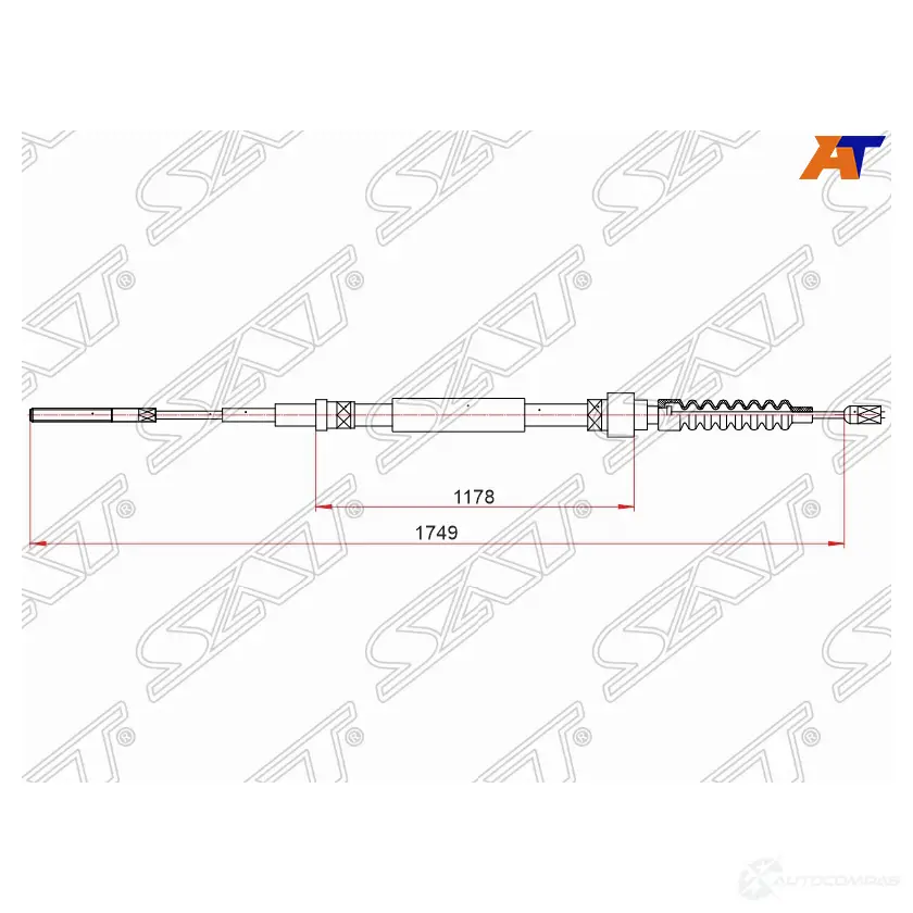 Трос ручного тормоза VOLKSWAGEN PASSAT III/IV 91-96 SAT 1440547827 ST-52-0021 N 3XW63C
