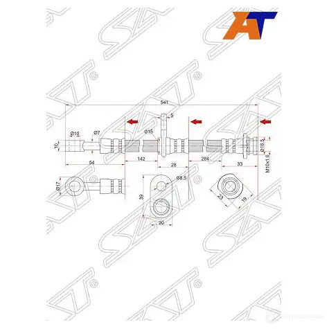 Шланг тормозной передний (Таиланд) SUZUKI ESCUDO/GRAND VITARA 05- LH SAT 1422820972 ST-51550-65J00 WV 2FT изображение 0