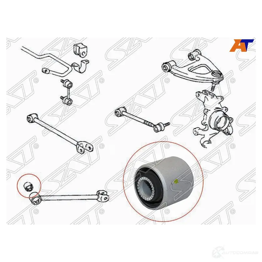 Сайлентблок задней продольной тяги TOYOTA CHASER/CRESTA/CROWN/MARK2 92-01 SAT 1422822942 F9 6UVM ST-48725-22150