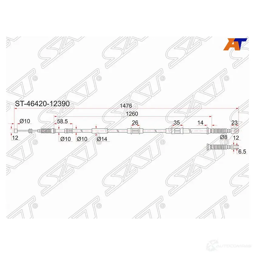 Трос ручника TY Corolla AE101/AE111 91- (дисков тормоза) -RH SAT PSO GRGG ST-46420-12390 1422824785 изображение 0