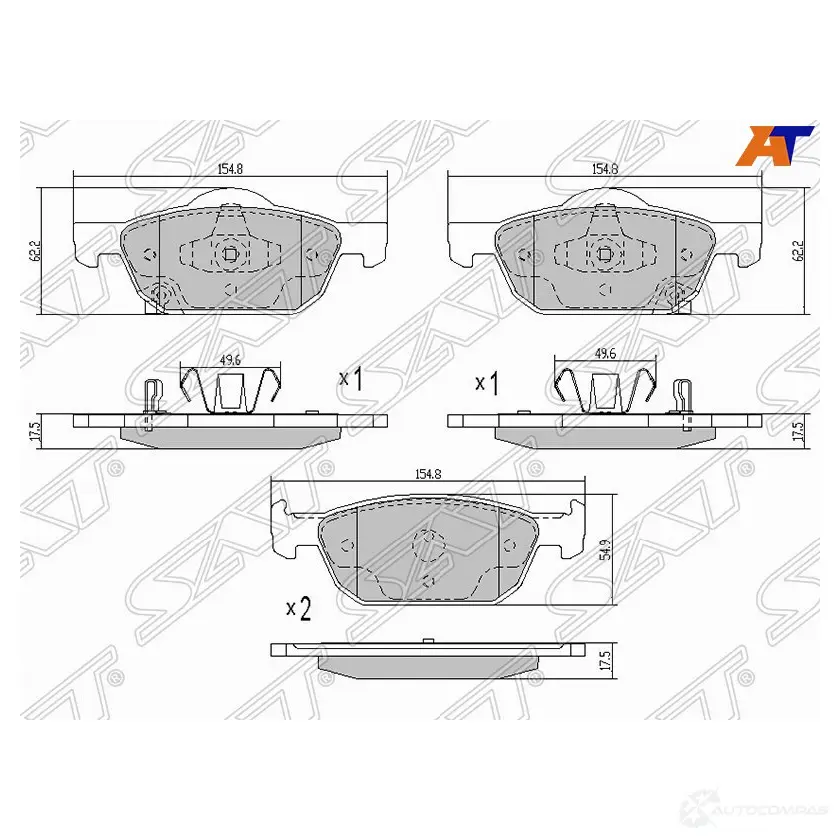Колодки тормозные перед HONDA ACCORD CU# 08-13/CIVIC FB/FK 12- SAT 1422804862 LDBDDZ T ST-45022-TL1-G01