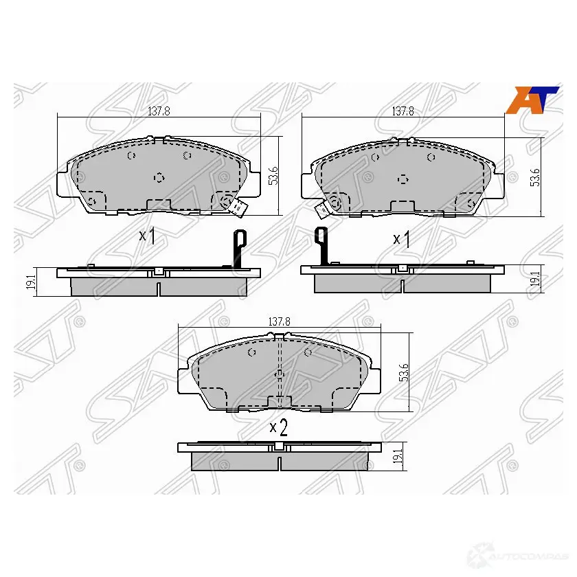 Колодки тормозные перед HONDA ACCORD CC7/CG#/CF# SAT 1422804863 8H G03 ST-45022-SS0-508 изображение 0