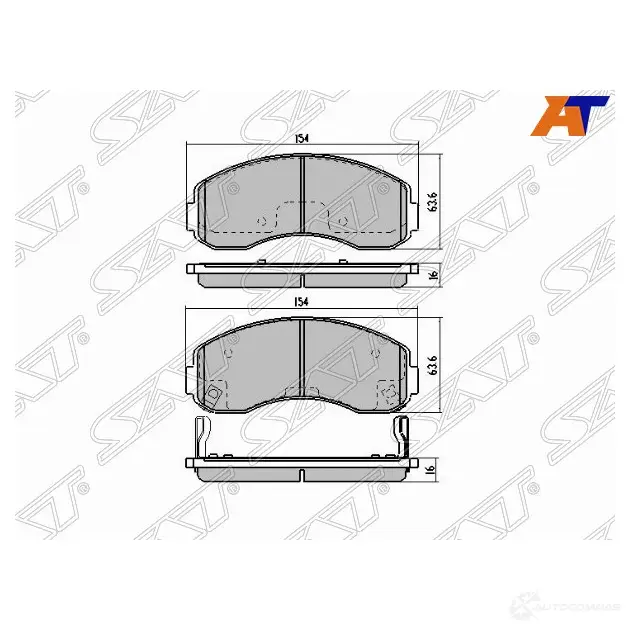 Колодки тормозные перед KIA K2500/K2700 99- SAT ST-0K60B-33-28ZA 1440522028 3T6 YRIR изображение 0