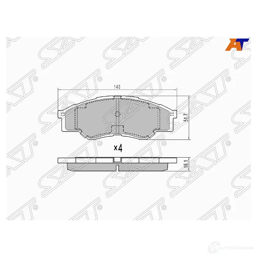Колодки тормозные перед TOYOTA HILUX 05- (короткая база) SAT 1 WW2DH 1440541649 ST-04465-0K160 изображение 0