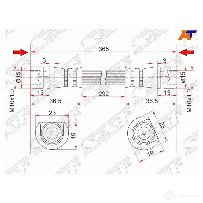 Шланг тормозной задний (Таиланд) HONDA CITY/FIT/JAZZ 01-/AIRWAVE/PARTNER 05- LH SAT 1422802839 ST-01468-SAA-000 Y K0C2W6