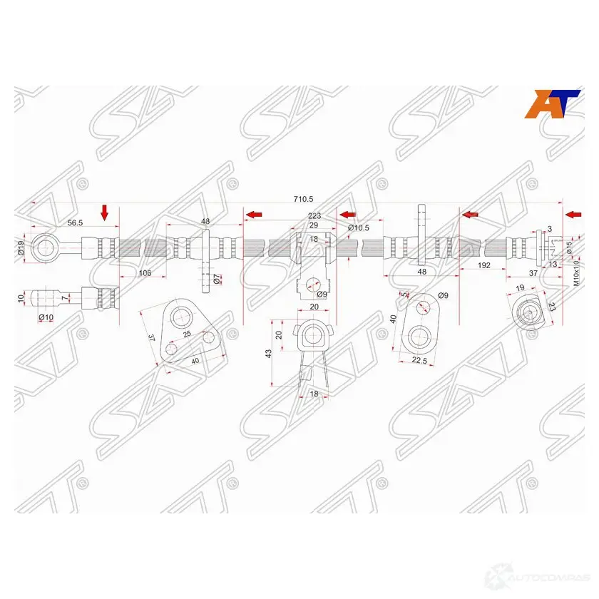 Шланг тормозной передний (Таиланд) HONDA ACCORD/ASCOT 90-93 LH SAT ST-01465-SM4-010 RYY LT 1422802826 изображение 0