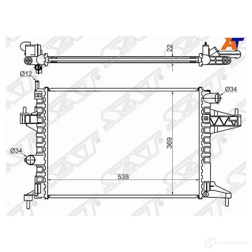 Радиатор OPEL CORSA C 1.4/1.6/1.7D/1.8 00-07/OPEL COMBO 1.4/1.6 00- SAT OP0006-GMT 1DGD F 1422802206