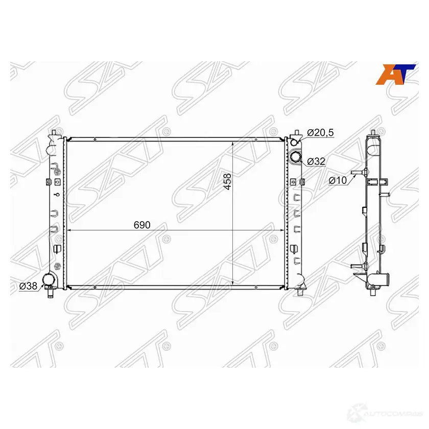 Радиатор MAZDA MPV 99-03 2.5/3.0 бачки по бокам SAT 1422809948 YD5 YWU MZ0007