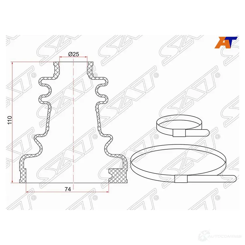 Пыльник шруса внутренний NISSAN CEFIRO A31 88-94 (2 хомута. резина) SAT C-1202T 1422817814 G8QUD O3 изображение 0