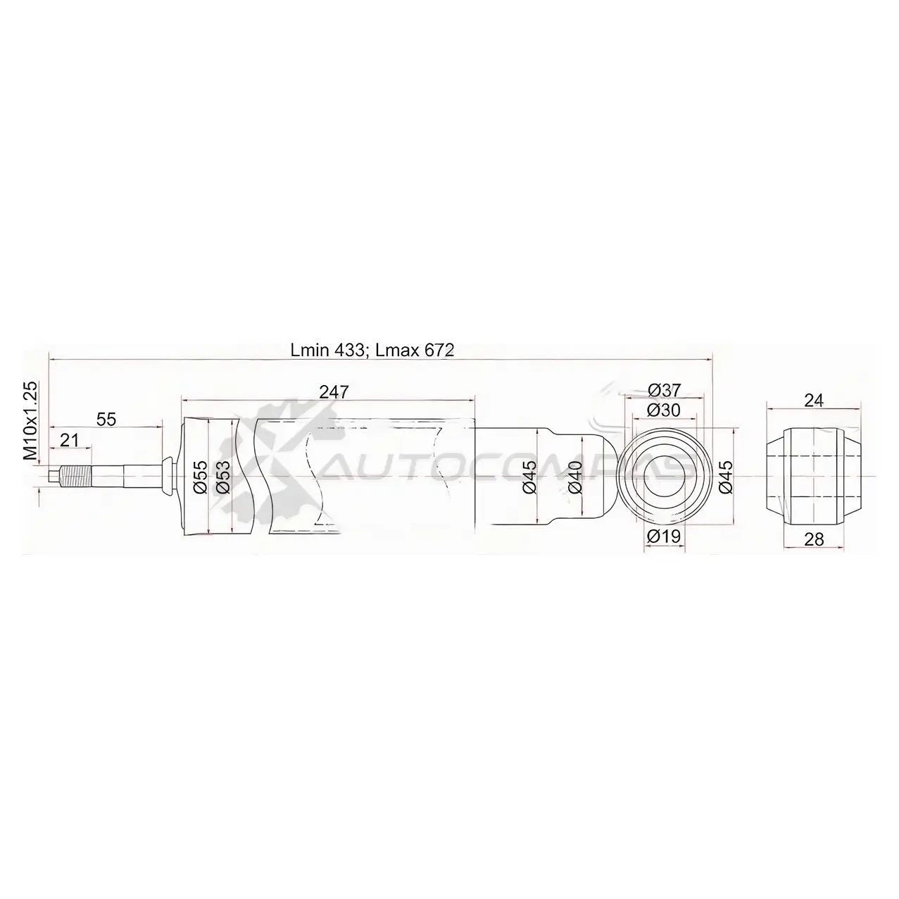 Амортизатор передний Isuzu ELF250 WIDE,350 NPR(Rigid)/FORWARD/ LAND CRUISER 84- рессоры(большое ухо) слева=справа SAT ST8980801300 1422807670 MY0 887