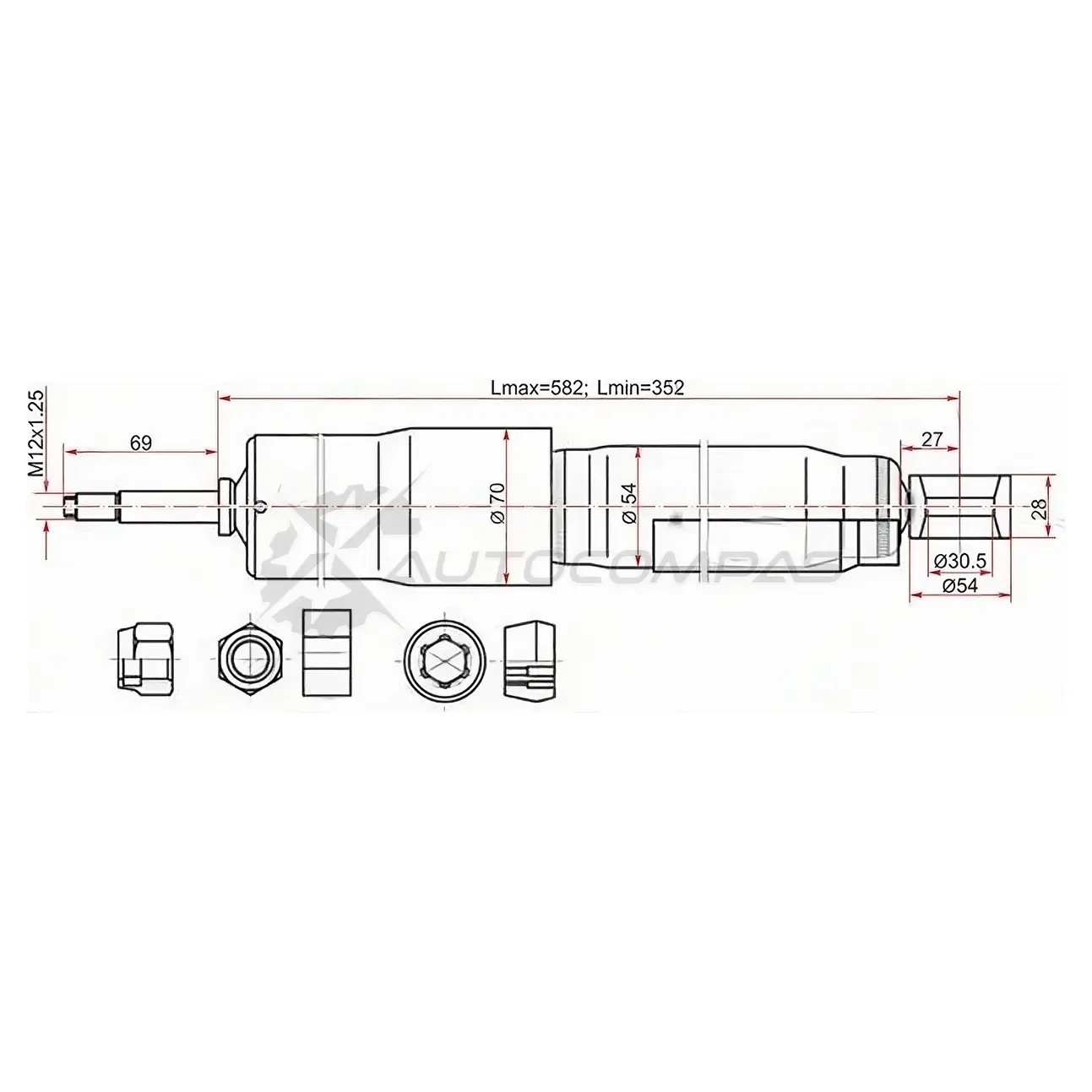 Амортизатор задний Toyota LAND CRUISER 80/105/Mitsubishi DELICA 94-06 (w/o ECS) слева=справа SAT RV9V OCW ST4853169805 1422828240