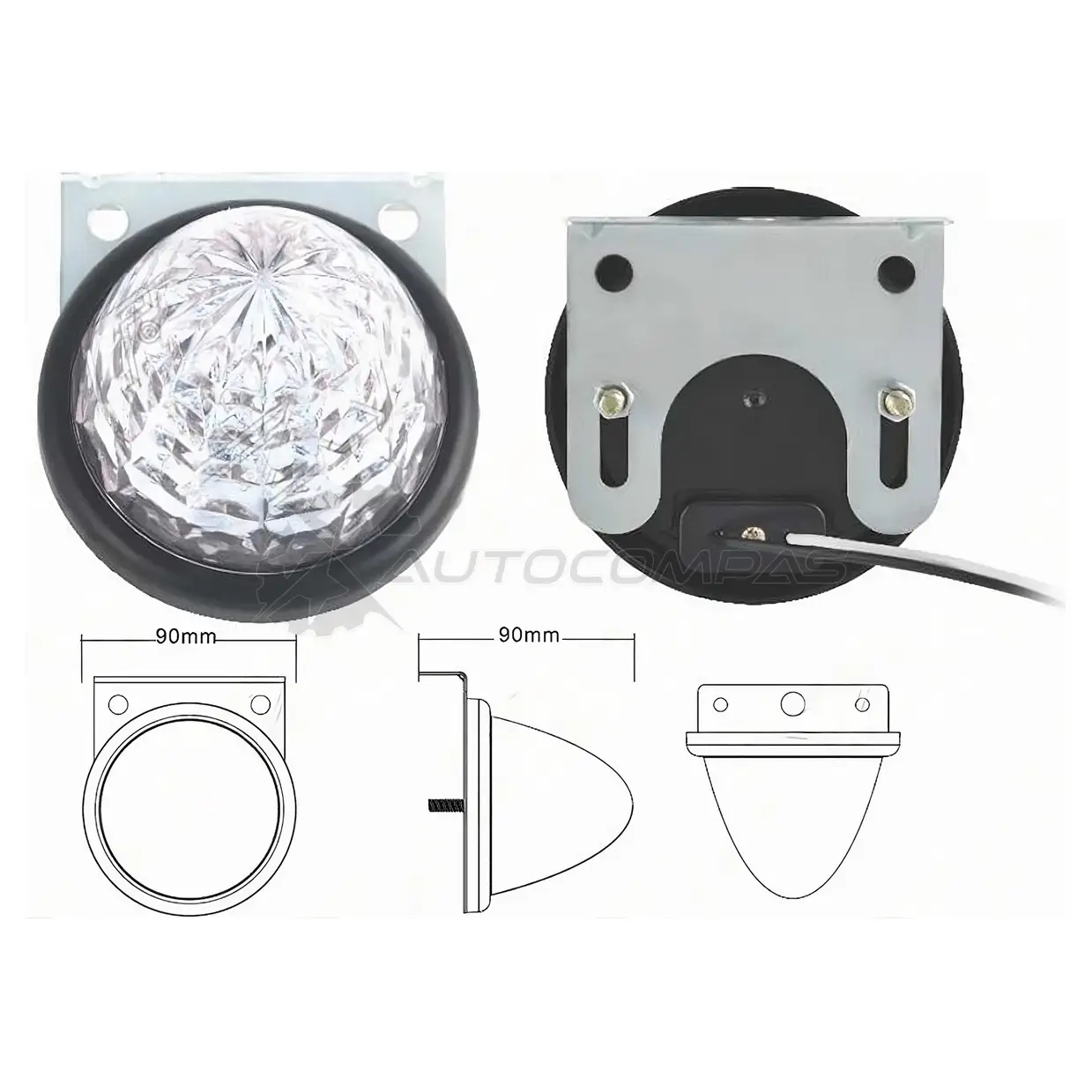 Боковые огни UNIVERSAL 12V (d90x90mm) диодный, белый SAT 1440985938 W30 4XMW SD400112VW