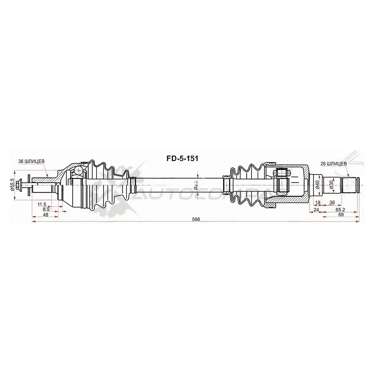 Приводной вал левый FORD C-MAX/FOCUS II 05-11 SAT FD5151 1440516551 HE CIR4R
