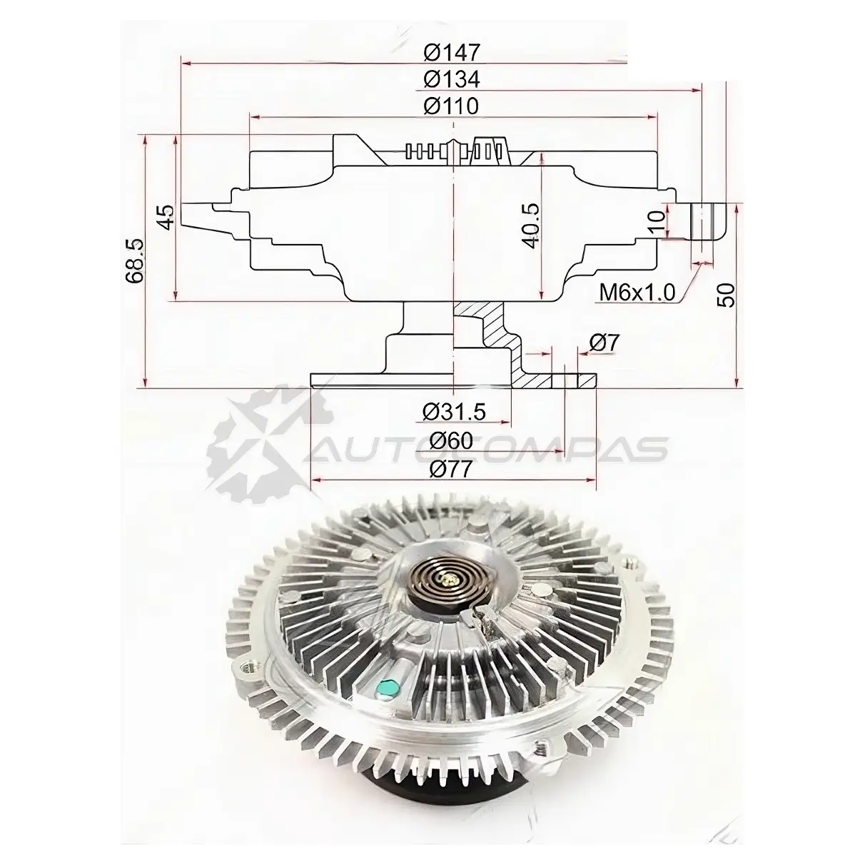 Вискомуфта NISSAN SILVIA S14/15, 180SX, 200SX SR20DE SAT 6GU0O A 1422816152 ST2108252F00