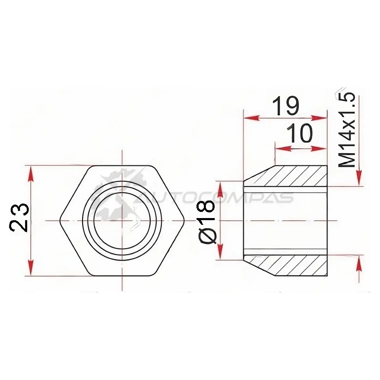 Гайка колесная задний справа Toyota DYNA/TOYOACE G15/HIACE 85-95 SAT ST9094201004 1422822561 DH4 BAQT