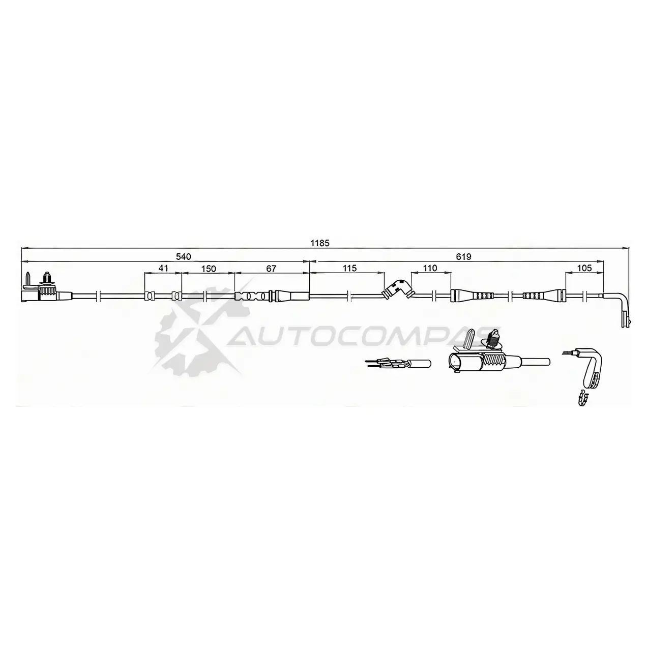 Датчик износа тормозных колодок передний LAND ROVER DISCOVERY SPORT 11-/RANGE ROVER EVOQUE 11-18 SAT 1440986448 ST1420002 IL1X 7