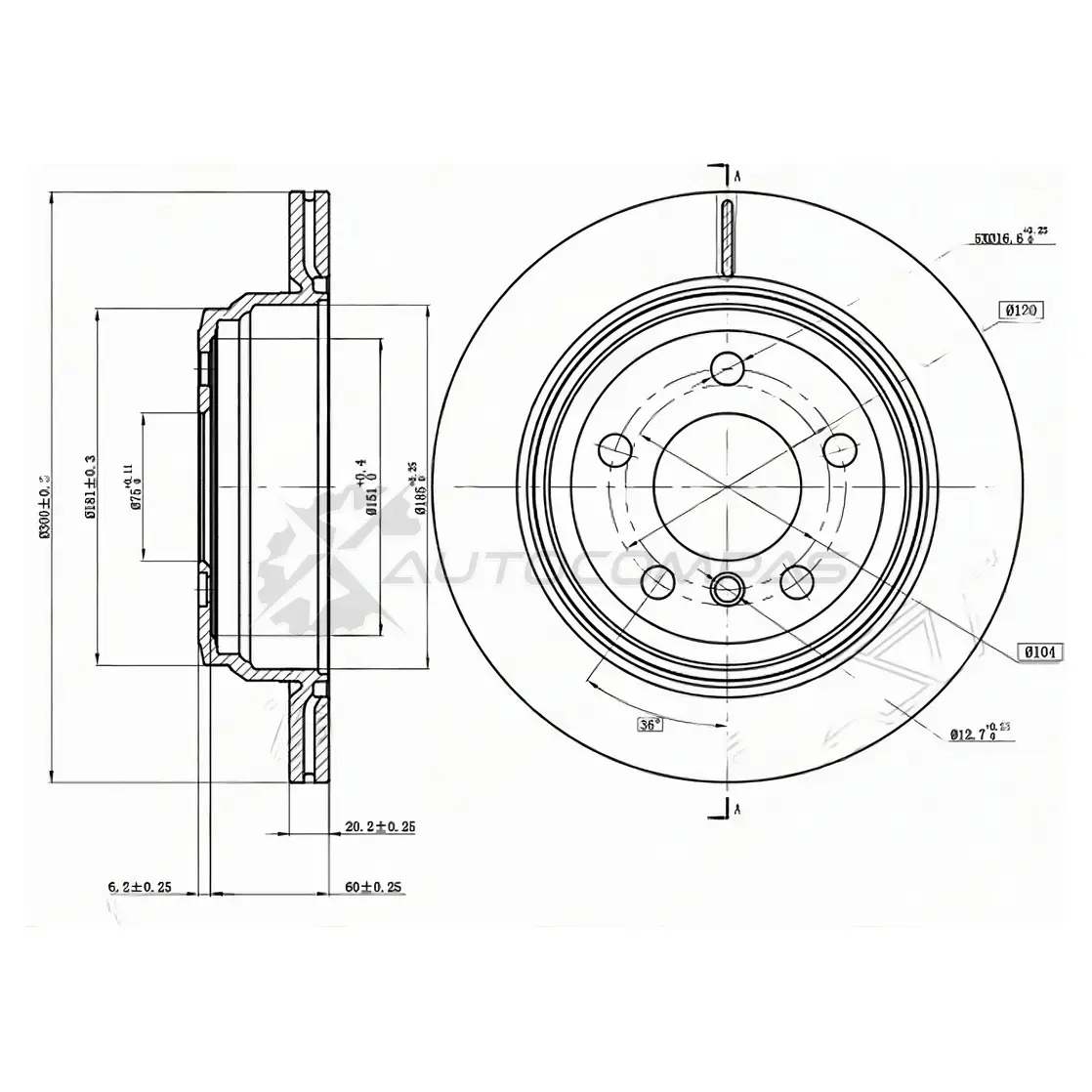 Тормозной диск задний BMW 3 F30/F31/F34/F80/ BMW 4 F32/F82/F36 SAT ST34216864900 T3I0 Y 1440512642 изображение 0