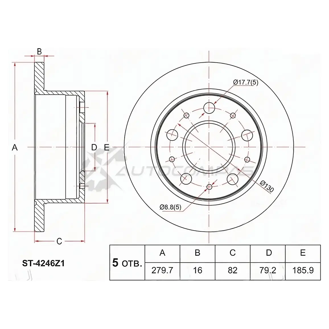 Тормозной диск задний CITROEN JUMPER/FIAT DUCATO/PEUGEOT BOXER 2.0-2.8HDI 02 SAT 1422800121 ST4246Z1 J51QX3 B