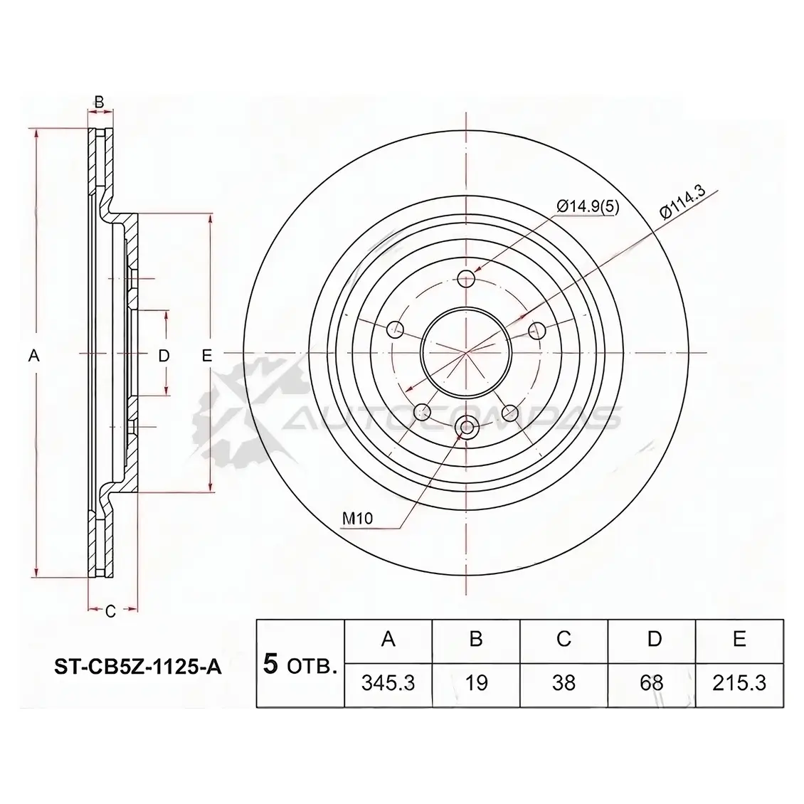 Тормозной диск передний FORD EXPLORER 11 SAT T0ZY70 8 1422801814 STCB5Z1125A изображение 0