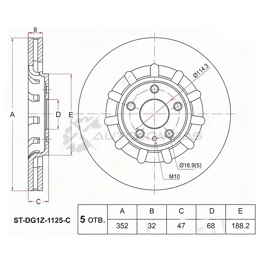 Тормозной диск передний FORD EXPLORER 11 SAT YC X4P STDG1Z1125C 1422801813 изображение 0