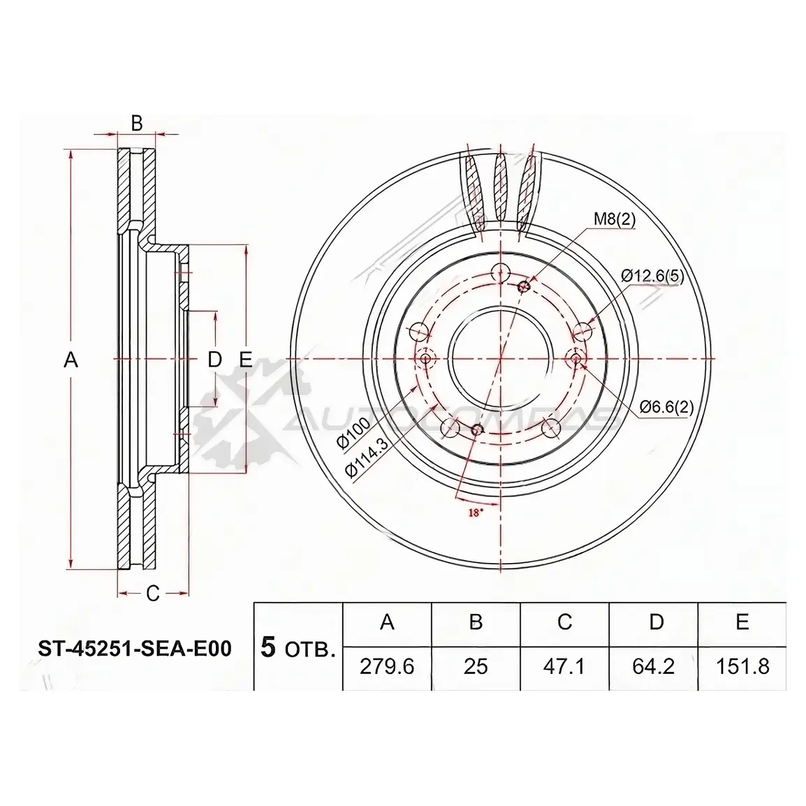Тормозной диск передний HONDA ACCORD CL 03-08 SAT ST45251SEAE00 1422805321 NOK2BF S изображение 0