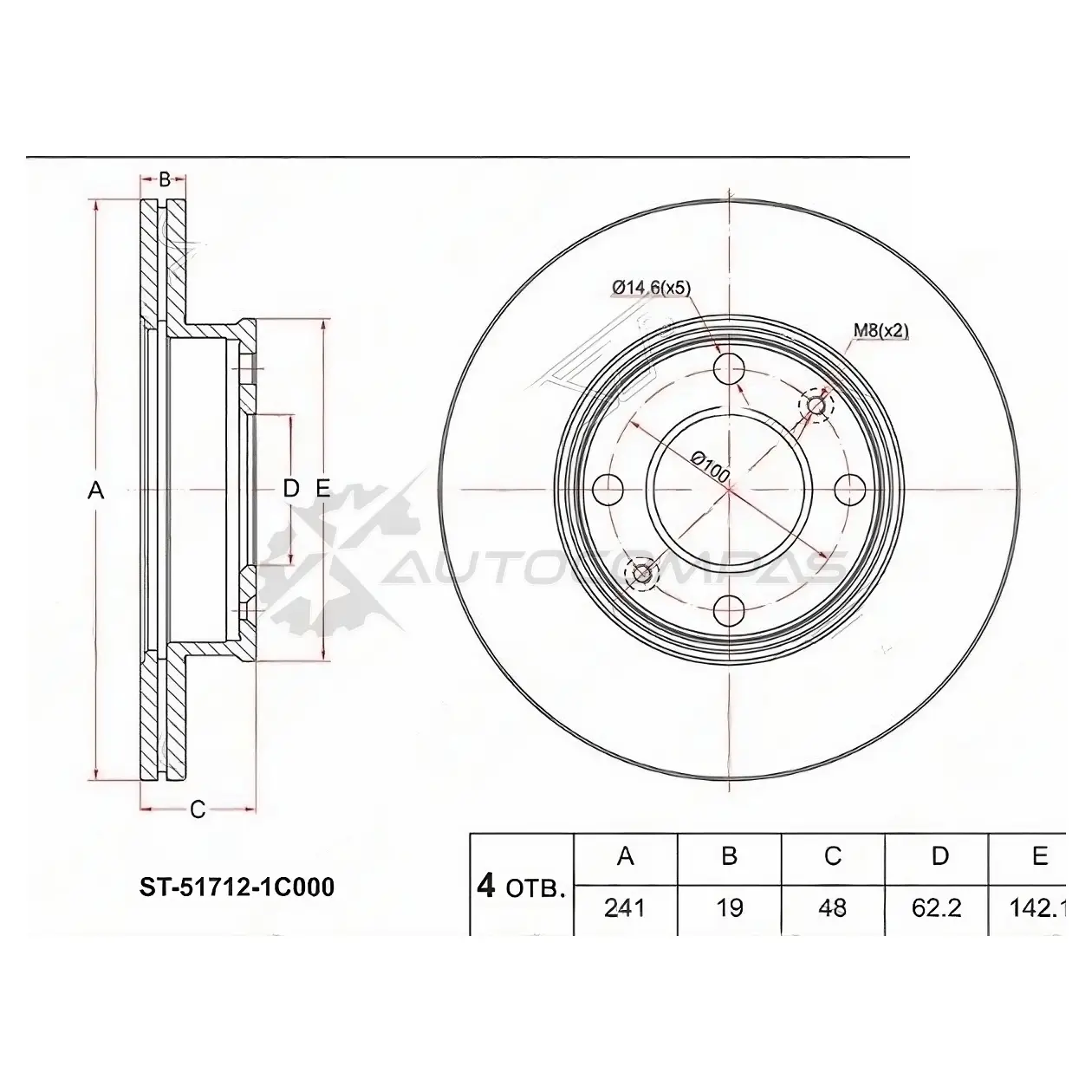 Тормозной диск передний HYUNDAI GETZ 02-11 R13 SAT ST517121C000 61Z ZV3 1422806769