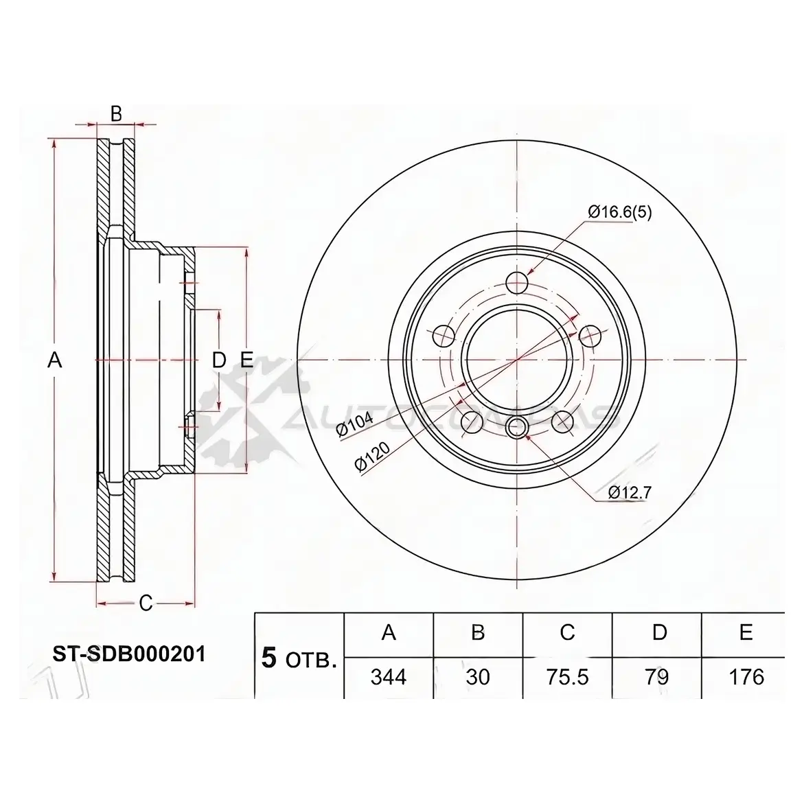 Тормозной диск передний LAND ROVER RANGE ROVER 02-10 SAT 1440525761 3 L9QQ STSDB000201