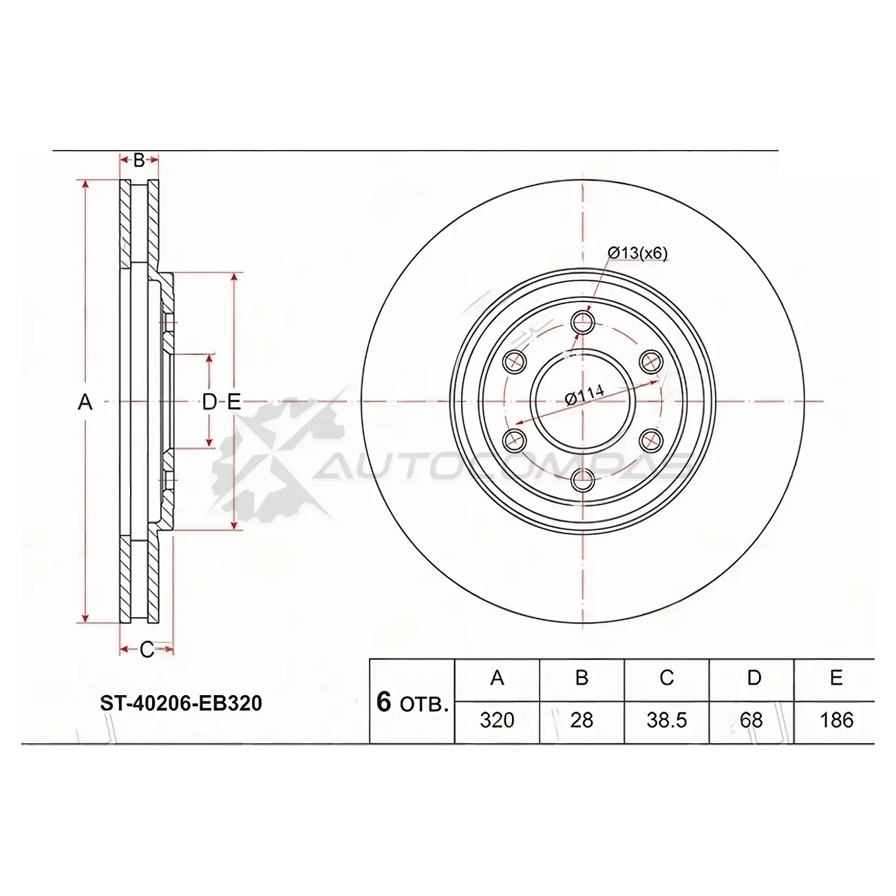 Тормозной диск передний NISSAN PATHFINDER R51 4WD 4.0/2.5DCi 05-/NAVARA D40 SAT 0M99A D ST40206EB320 1422815989 изображение 0