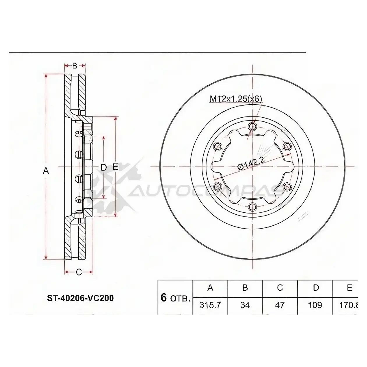 Тормозной диск передний NISSAN PATROL Y61/SAFARI Y61 SAT ST40206VC200 X 10D0 1422817697