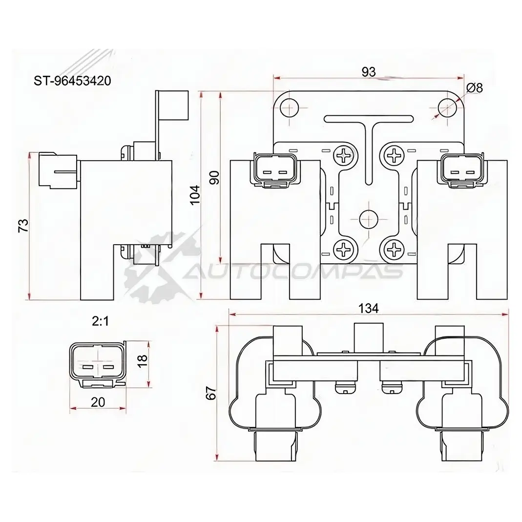Катушка зажигания CHEVROLET AVEO 06-/CRUZE 09- (модуль) SAT HHB BS ST96453420 1422802518