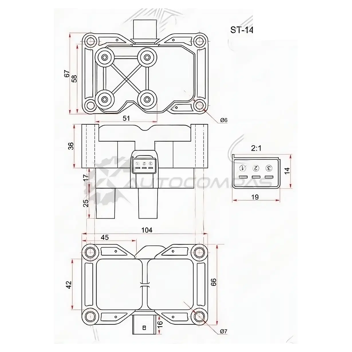 Катушка зажигания FORD FOCUS II/III/IV 1,4/1,6/C-MAX/FIESTA/VOLVO C30/S40/V50 (модуль) SAT ST1459278 H QJGETU 1422801502 изображение 0