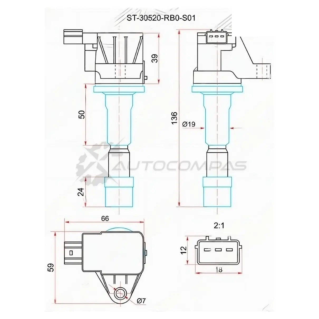 Катушка зажигания HONDA FIT 08- GE L13 SAT 1422804170 ST30520RB0S01 7K3U G