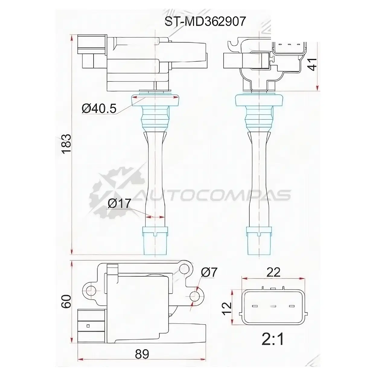 Катушка зажигания MITSUBISHI AIRTREK/OUTLADER CU2 4G6/LANCER CS5/6 PAJERO IO H6/7 4G9 SAT 5WUZ 5W STMD362907 1422813215 изображение 0